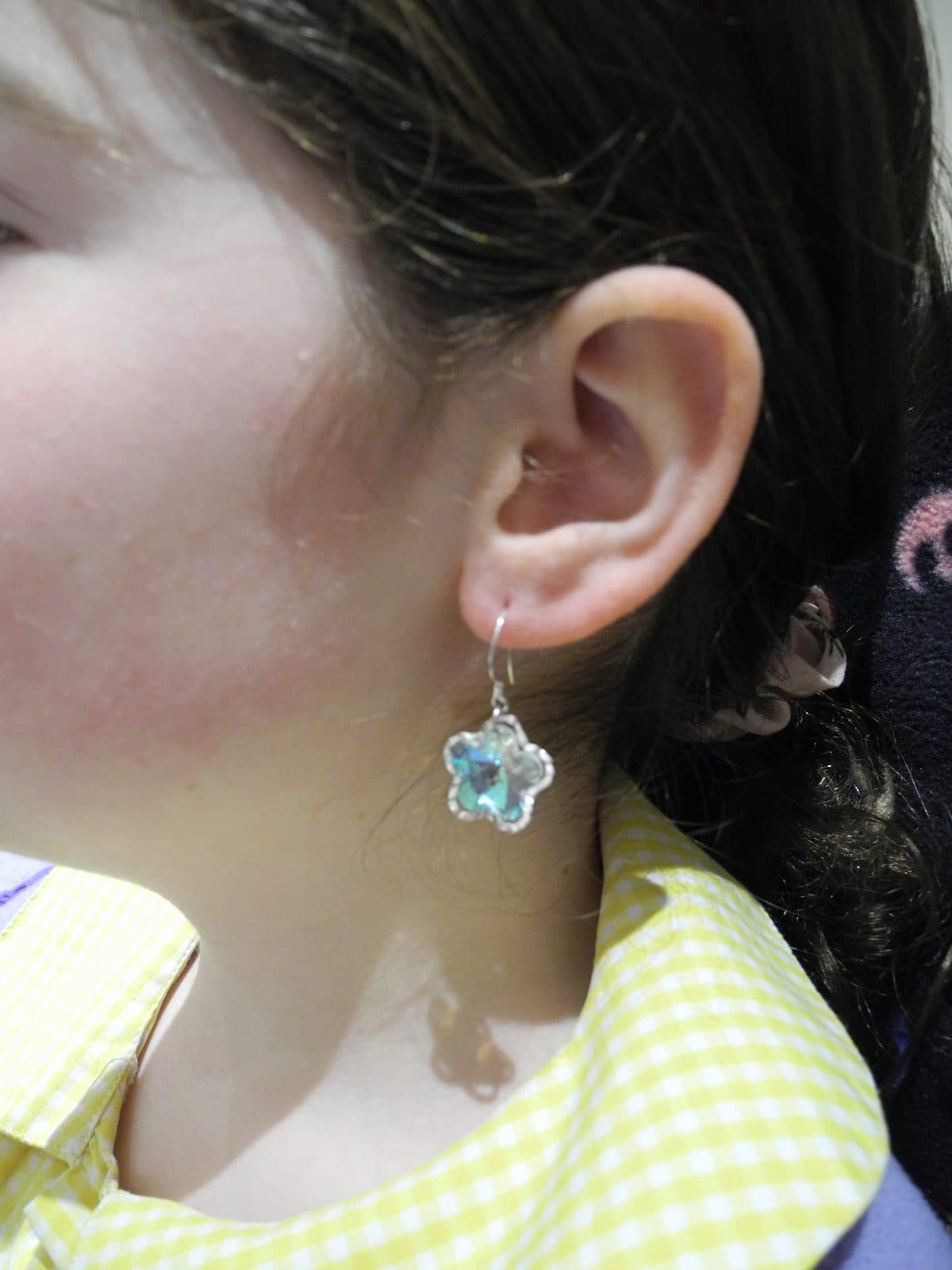 Aqua Crystal Flower Earrings