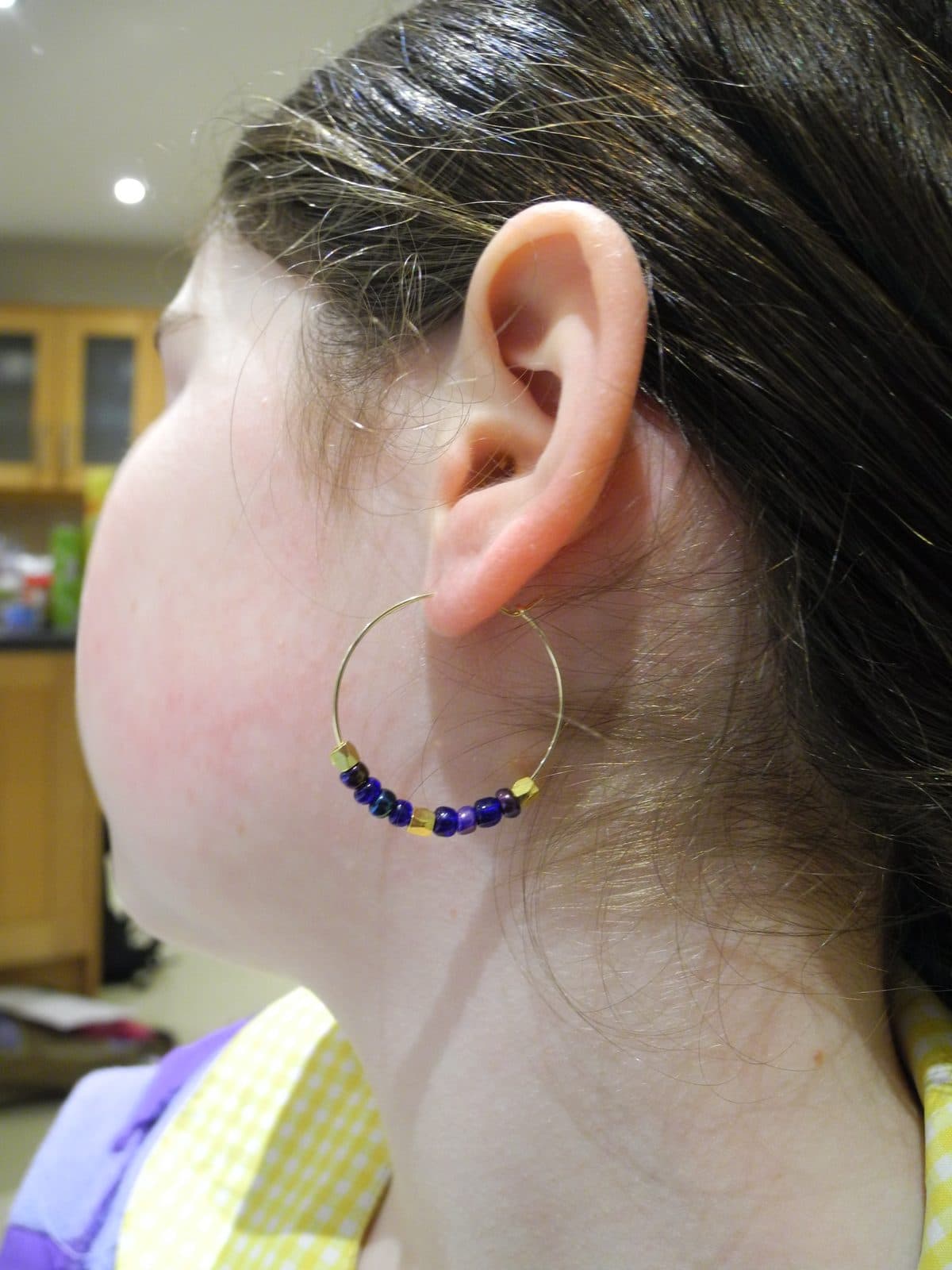 Midnight & Gold Beaded Hoops